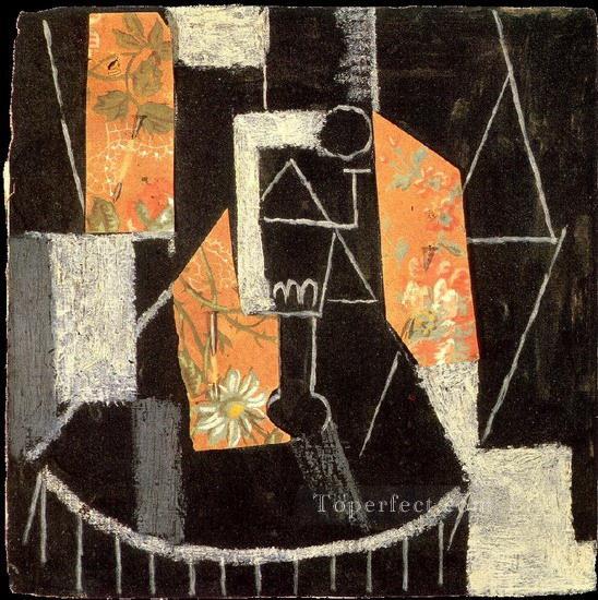 Glass on a pedestal table 1913 Pablo Picasso Oil Paintings
